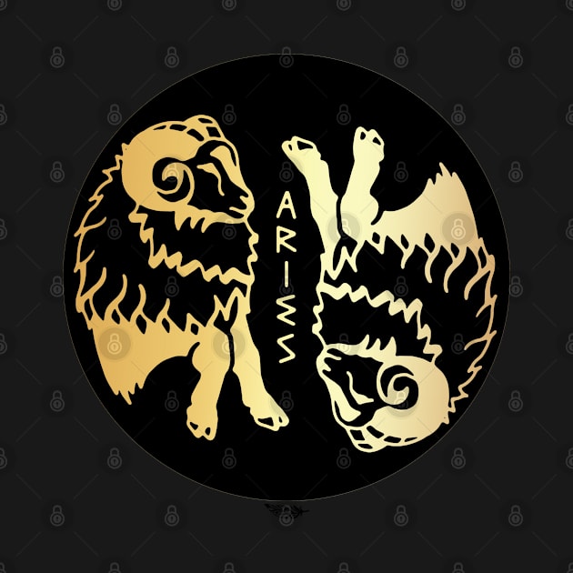 Aries Golden Zodiac Symbol by FreeSpiritMeg