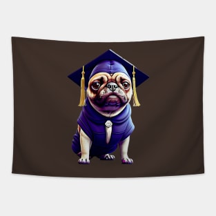 Congrats Graduation Pug - Adorable Pug in Convocation Suit Tapestry