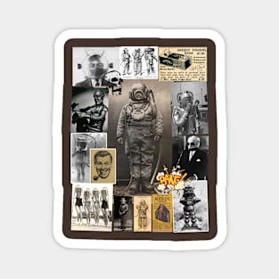 Deep Sea Diver Vintage Antique Collage Magnet