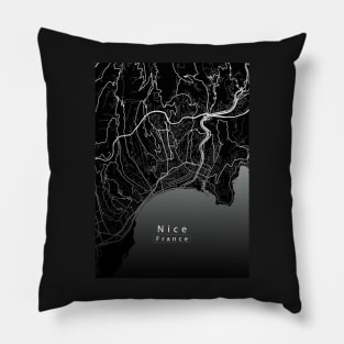 Nice France City Map dark Pillow