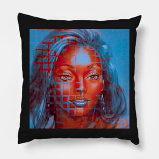 JOY Glitch Art Portrait Pillow