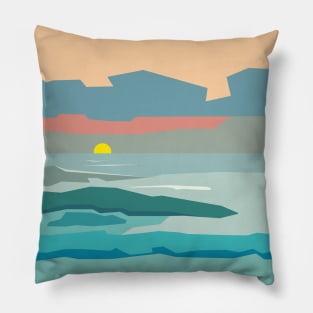 Cloudy sky with the sun going down to the horizon. Pillow