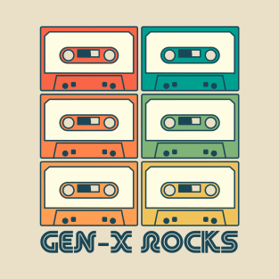 Gen X Rocks | Generation X Retro Rainbow Mix Tapes T-Shirt