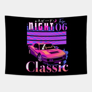 Offline Outrun Race Car Tapestry