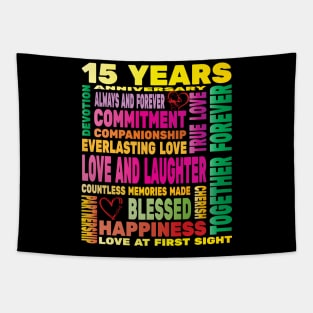 15 Years Anniversary of Love Happy Marriage Couple Lovers Tapestry