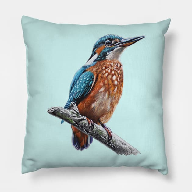 King Fisher Drawing Pillow by cristianvan