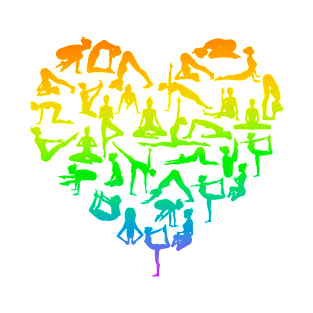 Rainbow Yoga Poses Heart T-Shirt