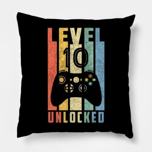 Level 10 Unlocked  10th Video Gamer Birthday Pillow