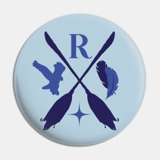 blue raven house wizarding school logo Pin