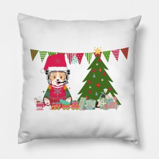 Space Corgi celebrates Christmas! - The Cool Astronaut Puppy! Pillow