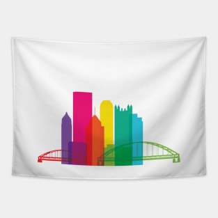 Pittsburgh Downtown Rainbow City Skyline Tapestry