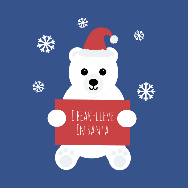 'I Bear-lieve In Santa' by bluevolcanoshop@gmail.com