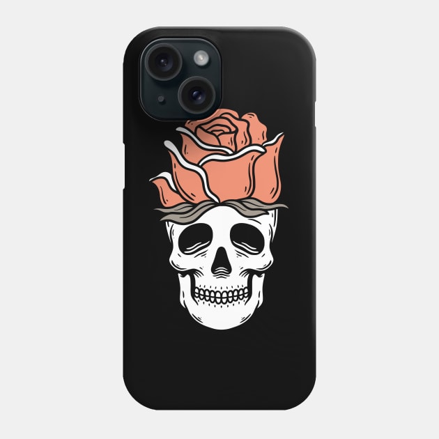 Skull with Rose Vintage Retro Phone Case by Pongatworks Store