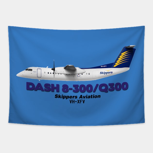 DeHavilland Canada Dash 8-300/Q300 - Skippers Aviation Tapestry by TheArtofFlying