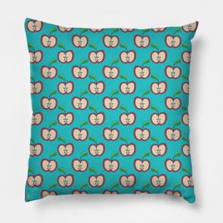 Apple Halves Blue Pattern Pillow