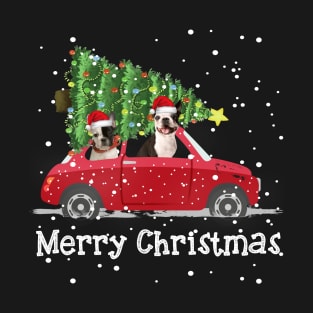 Bully Car Red Truck Christmas Tree Cute Bully Dogs T-Shirt