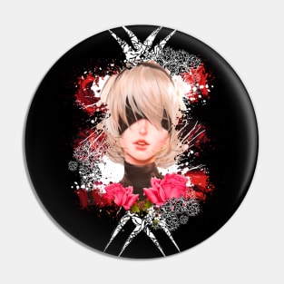 Android Girl - Red/White Abstract Pin