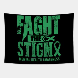 in may we wear green mental health groovy Fight Stigma Tapestry