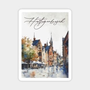 Hertogenbosch Winter Skyline Print – Watercolor Dutch City Poster Magnet
