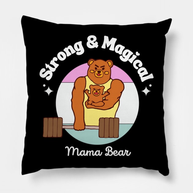 Bodybuilding and Exercise Mama Bear Pillow by 1323FitnessCo