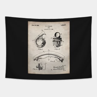 Brass Band Horn Patent - Musician Wind Instrument Art - Antique Tapestry