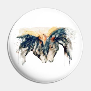 Wild Horses Watercolor Painting Pin