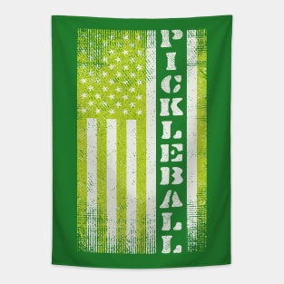 Vintage Pickleball American Flag Tapestry
