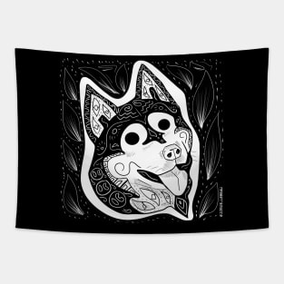 tribal husky dog ecopop Tapestry