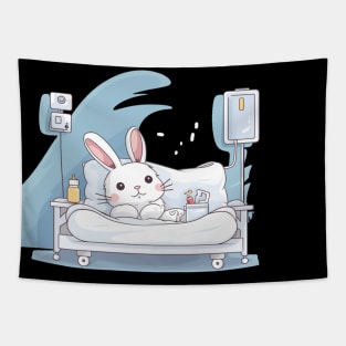 White bunny rescue in the hospital Tapestry