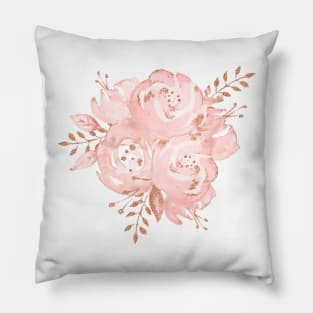 Rosegold Glitter Pink Rose Bouquet Pillow