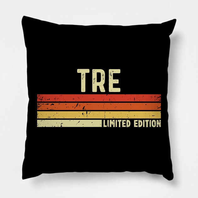 Tre Name Vintage Retro Limited Edition Gift Pillow by CoolDesignsDz