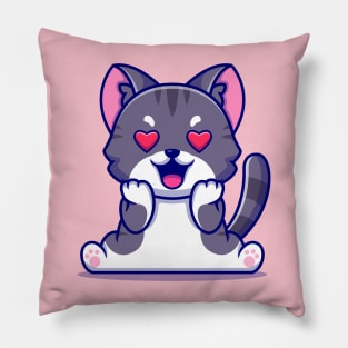 Cute Cat Falling In Love Cartoon Pillow