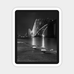 The Forth Bridge at night in Black and White Magnet