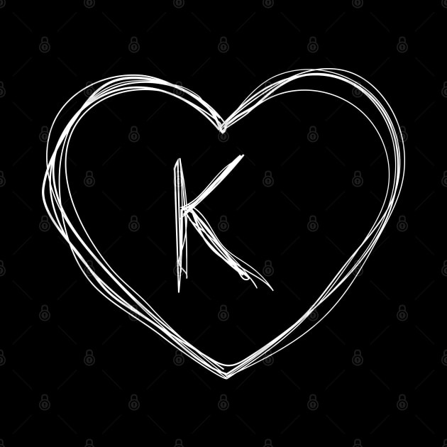 Letter K with heart frame in lineart style by KondeHipe