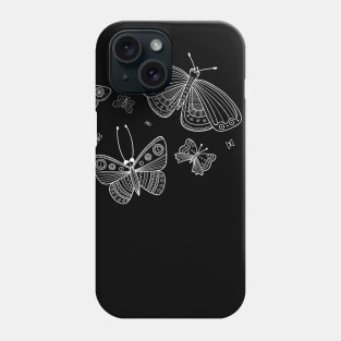 Butterflies line art white Phone Case