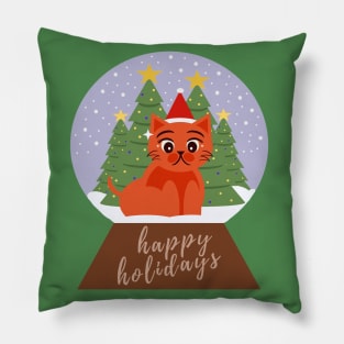 Holiday Cat In A Snow Globe Pillow