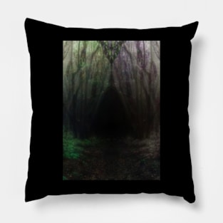 Special processing. Trail to the dark forest, where monster live. Green and violet. Pillow