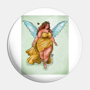 Pretty chubby spring fairy (with background) Pin