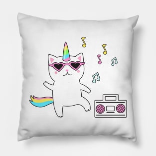 Cute Caticorn Rainbow Music Unicorn girl Pillow