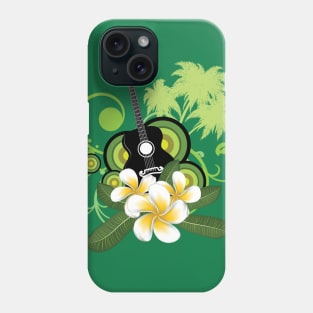 Plumeria flowers and guitar Phone Case