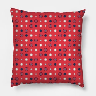 Red with white and blue dots Pillow