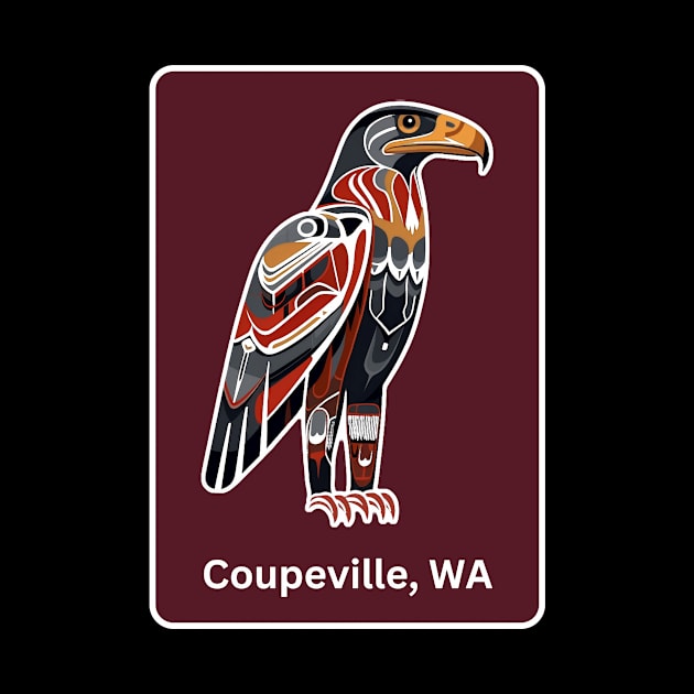 Coupeville Washington Native American Indian American Red Background Eagle Hawk Haida by twizzler3b