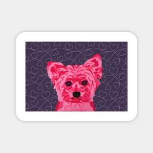 Kate Yorkie by Pink Heart on Dark Grey Wallpaper Magnet