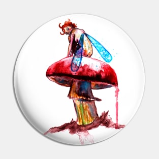 Mushroom Fairy on Red Mushroom Pin