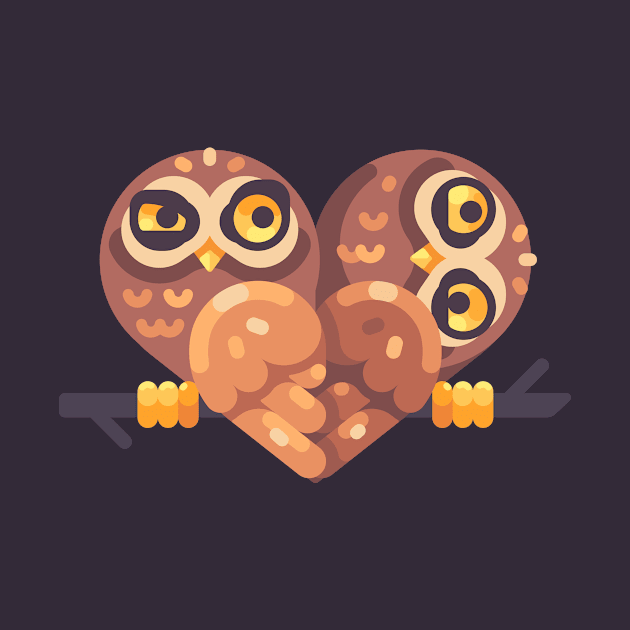 Cute Heart Shaped Owls by IvanDubovik