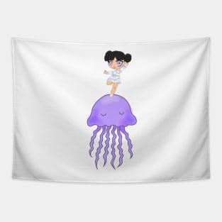 Jellyfish Chibi Girl Tapestry