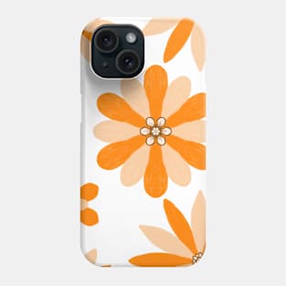 Orange Abstract Flowers on White Phone Case