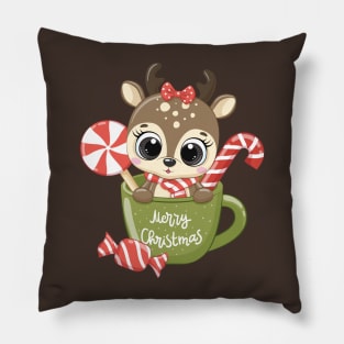 Cute reindeer for new year and christmas Pillow