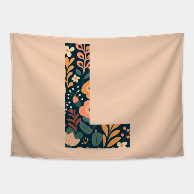 Whimsical Floral Letter L Tapestry by BotanicalWoe