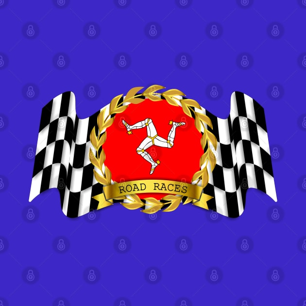 Isle of man flag with checkered racing flag by Lefteris